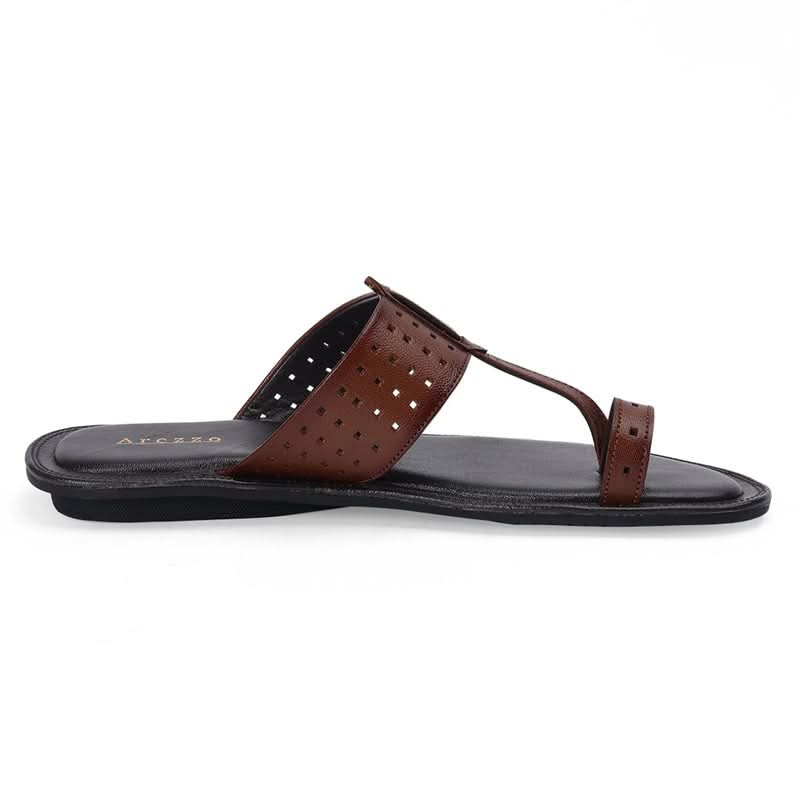 Heritage Tan Leather Slip-On Sandals Kolhapuris