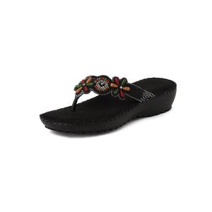 Beads Luxe Black Thong Sandals