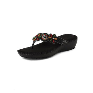 Beads Luxe Black Thong Sandals
