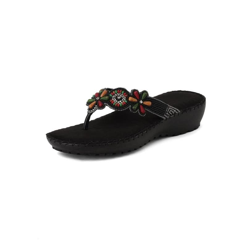 Amelie - Black Thong Sandals