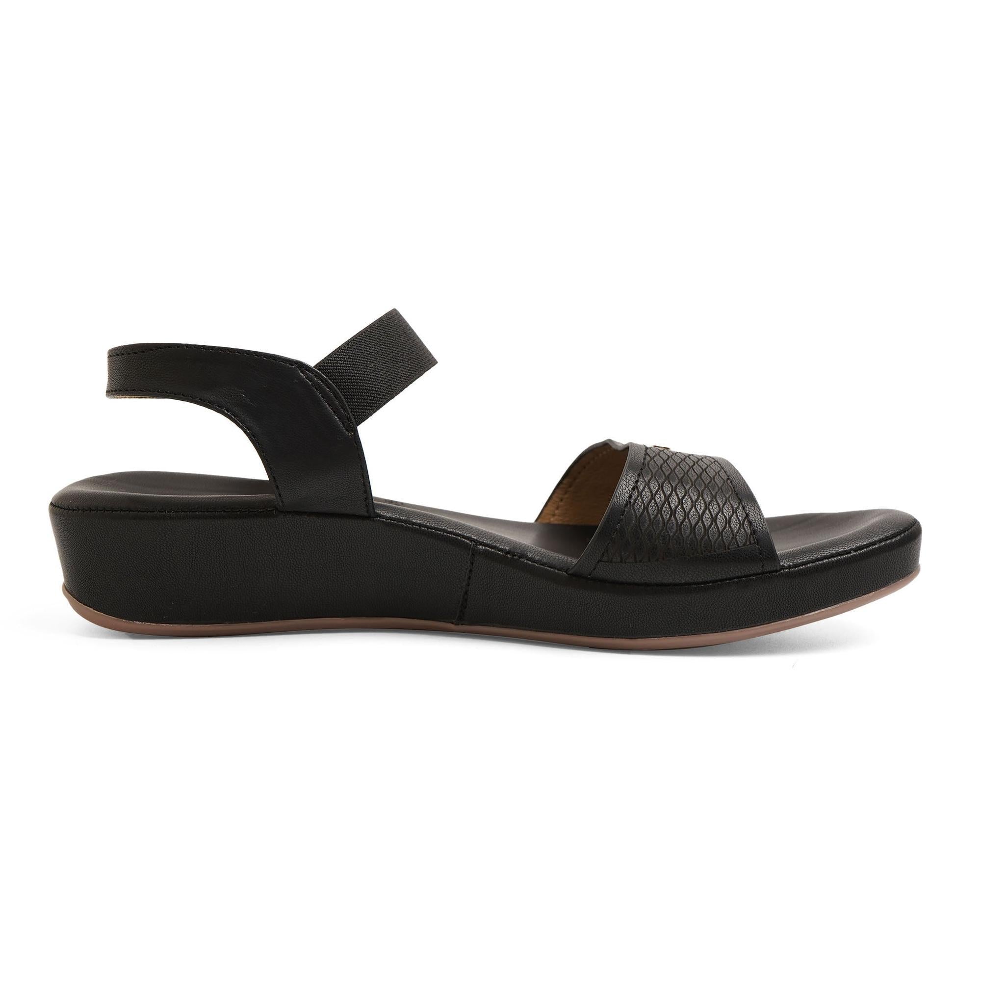 Textured Black Open-Toe Sandals