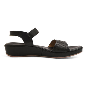 Textured Black Open-Toe Sandals