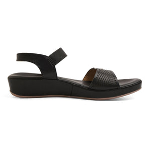 Textured Black Open-Toe Leather Sandals
