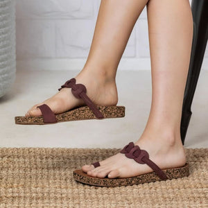Staple Leather Brown One-Toe Casual Flat Sandals