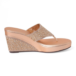 Dazzling Rose Gold Wedge Sandals