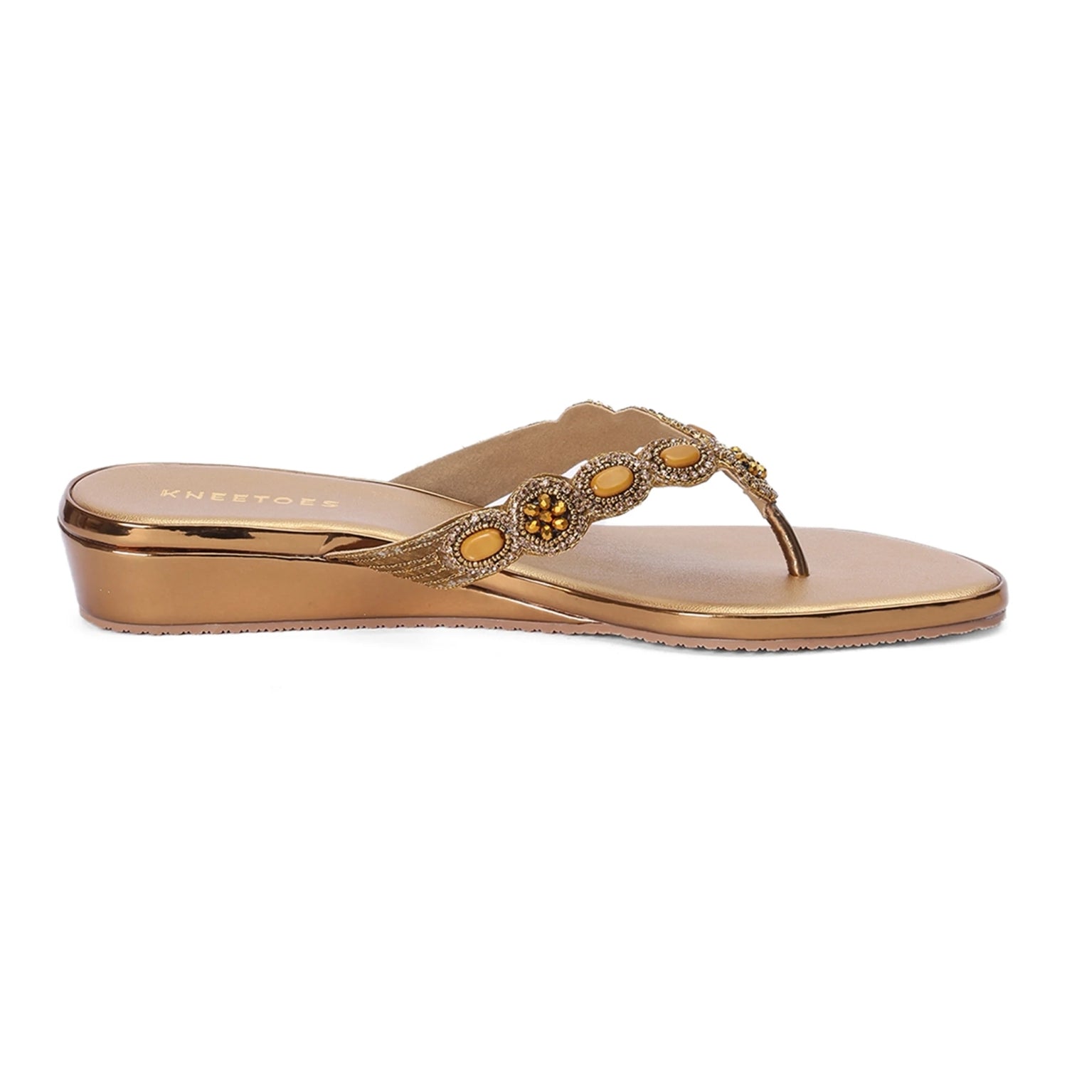Premium Embellished Bronze Wedge Sandals