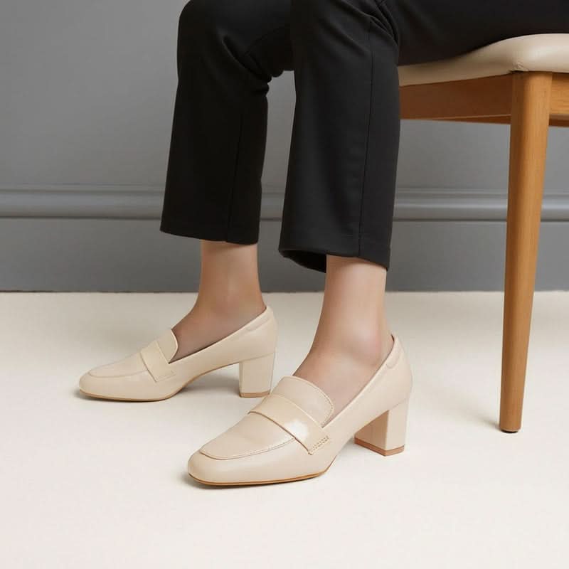 Virelia- Beige Block Heels