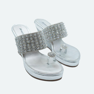 Gemglow Silver Wedge Heel Sandals