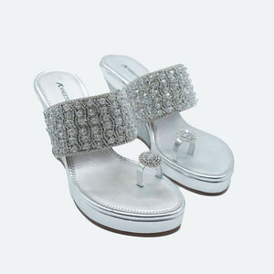 Gemglow Silver Wedge Heel Sandals