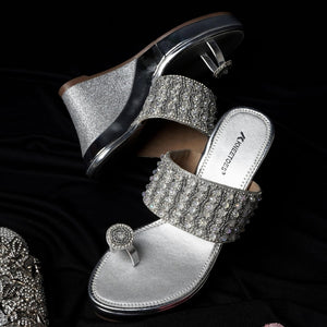 Gemglow Silver Wedge Heel Sandals