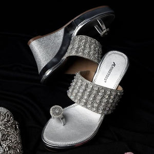 Gemglow Silver Wedge Heel Sandals