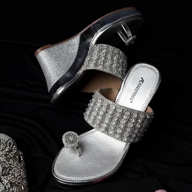 Gemglow Silver Wedge Heel Sandals