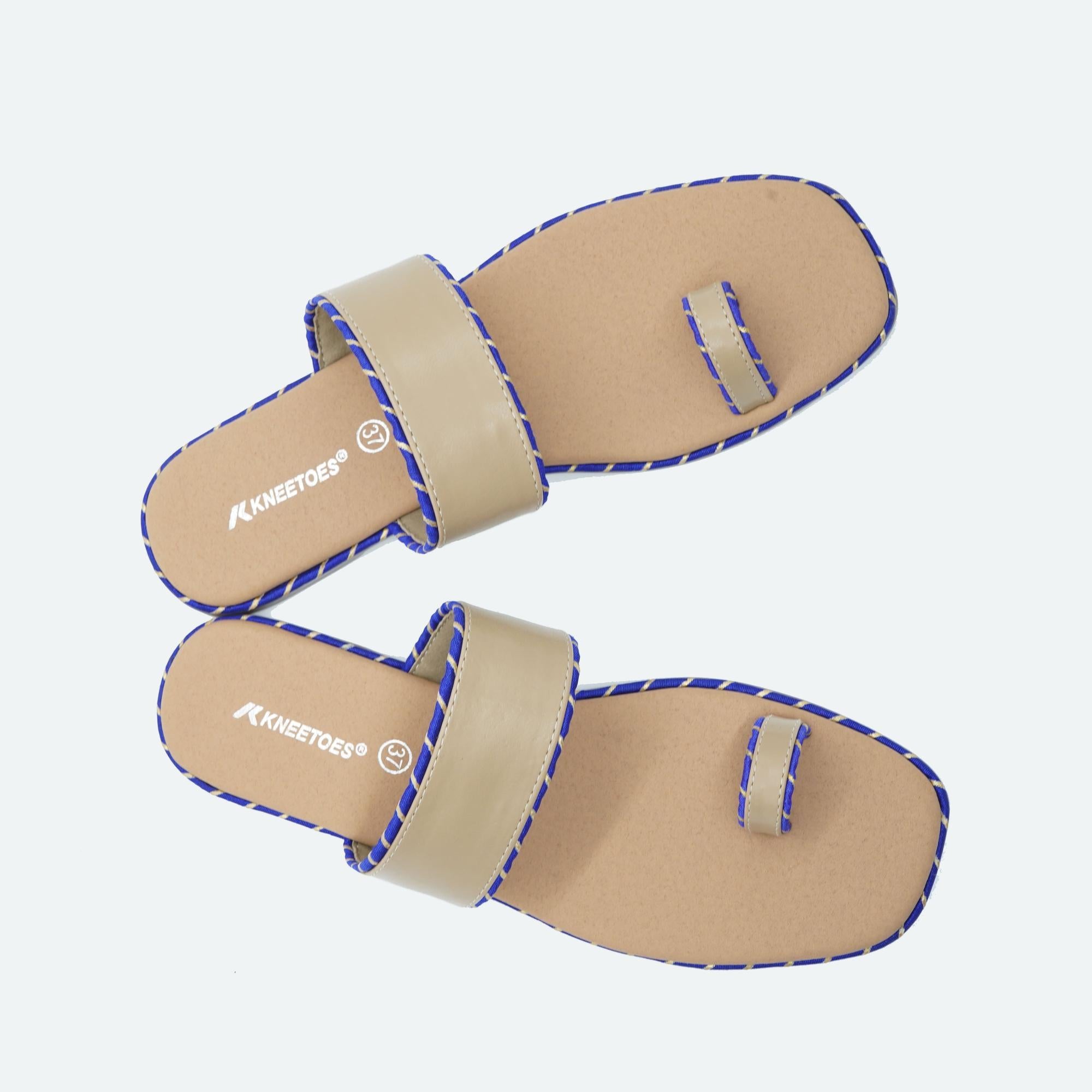 Tan Solid Trim One-Toe Sandals