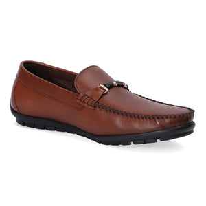 Elite Tan Buckle Accent Loafers