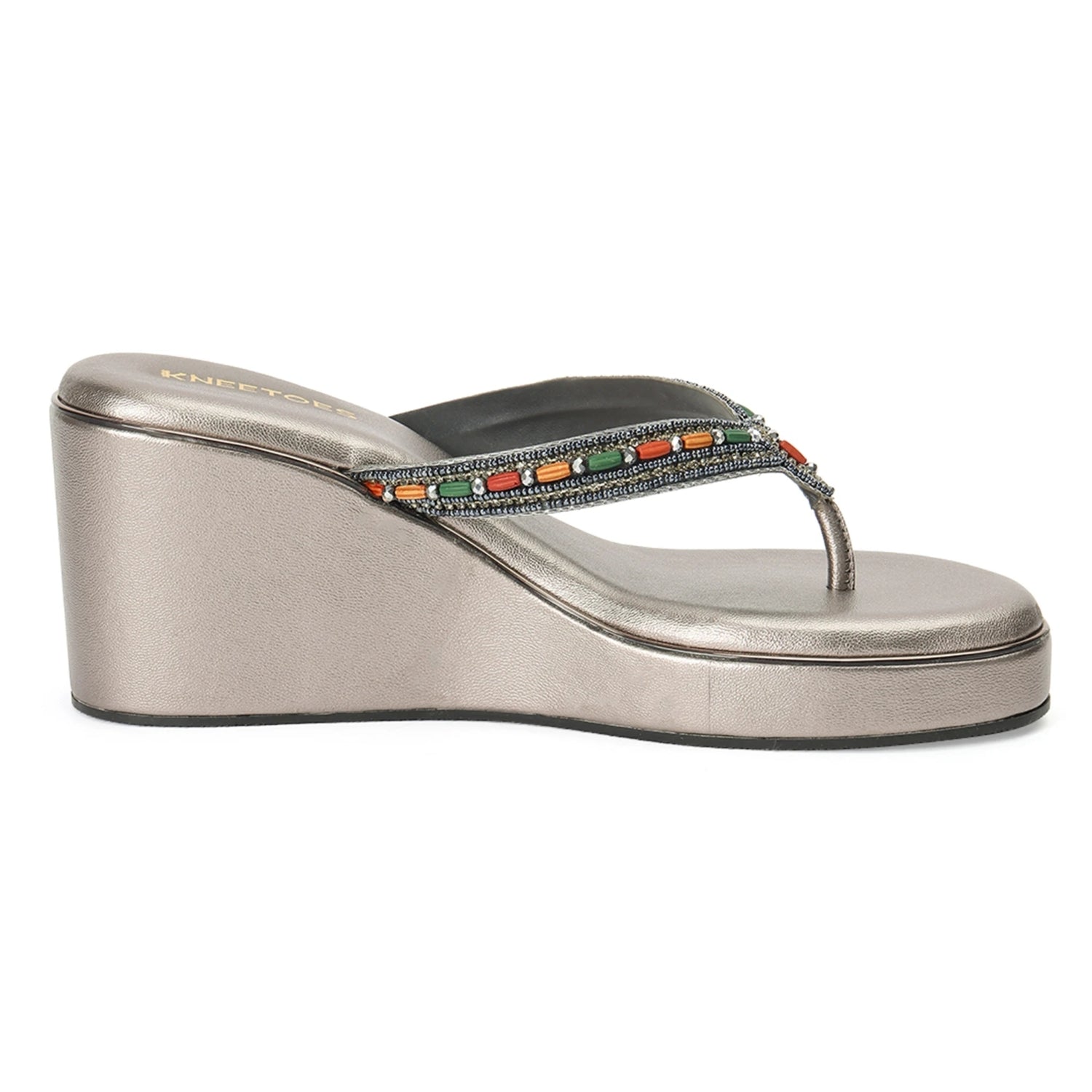 Premium Grey Wedge Open-Toe Thong Sandals