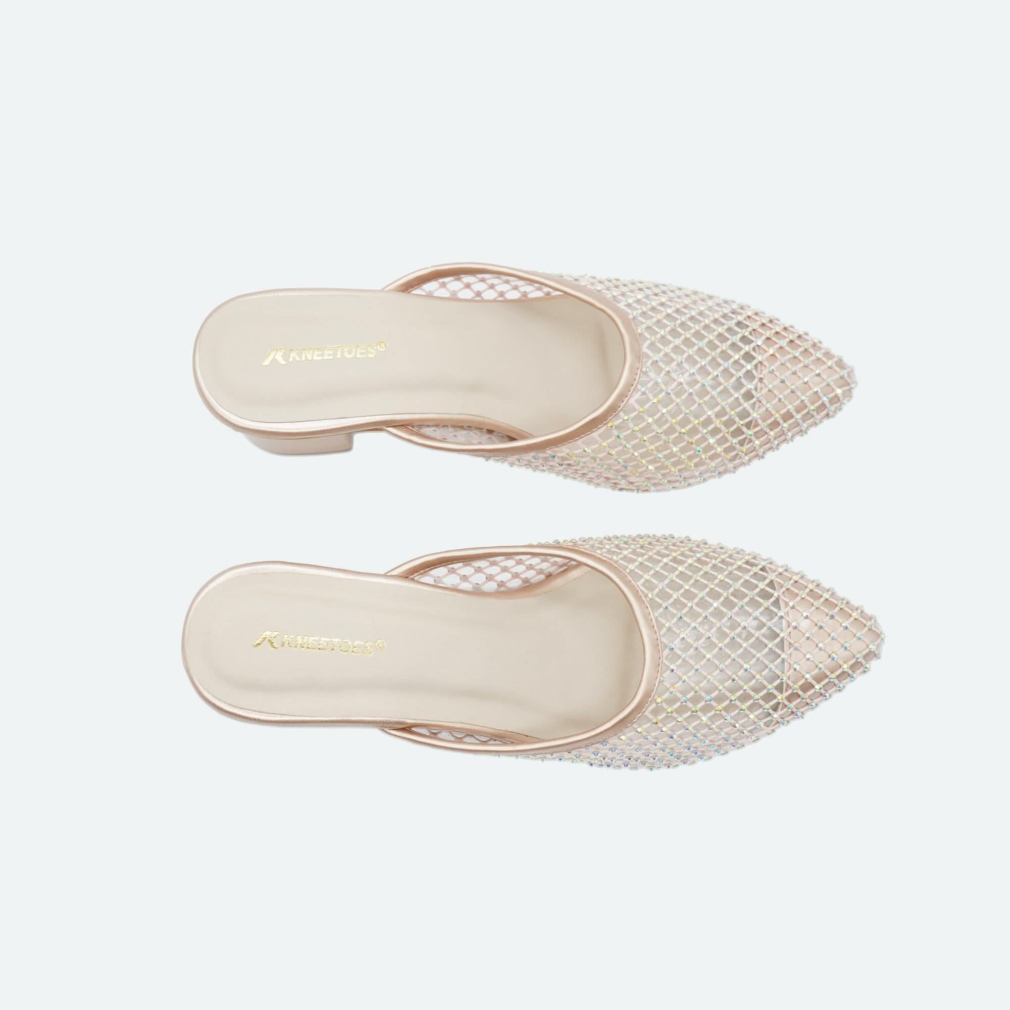 Gold Star Shine Block Heel Mules