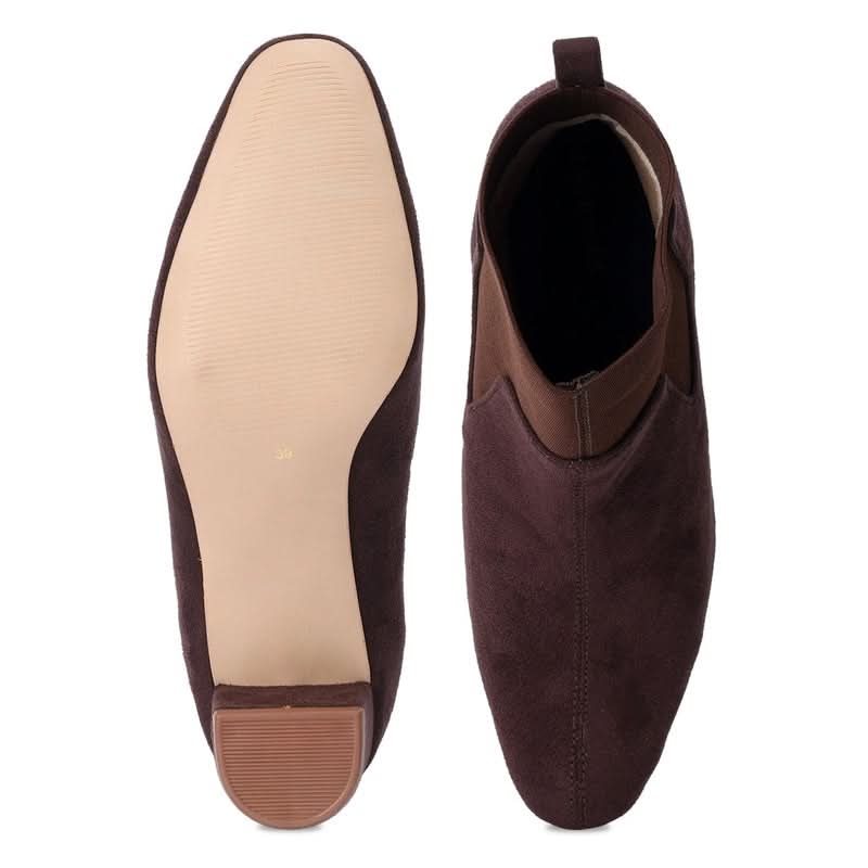 Brown Block Heel Durable Chelsea Boots