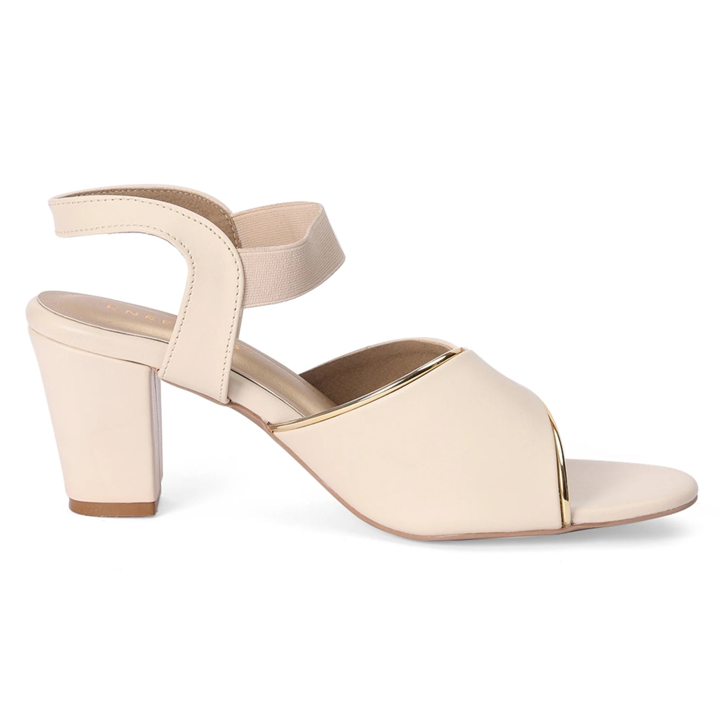 Beige Block Heel Peep-Toe Sandals