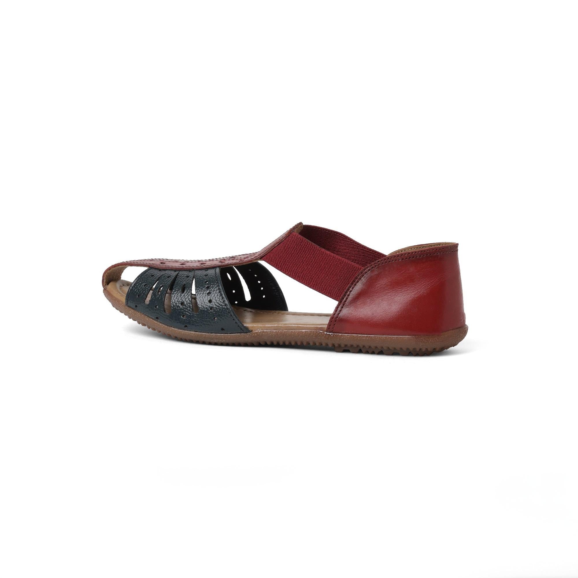 Two-tone Red Laser-cut Sandals