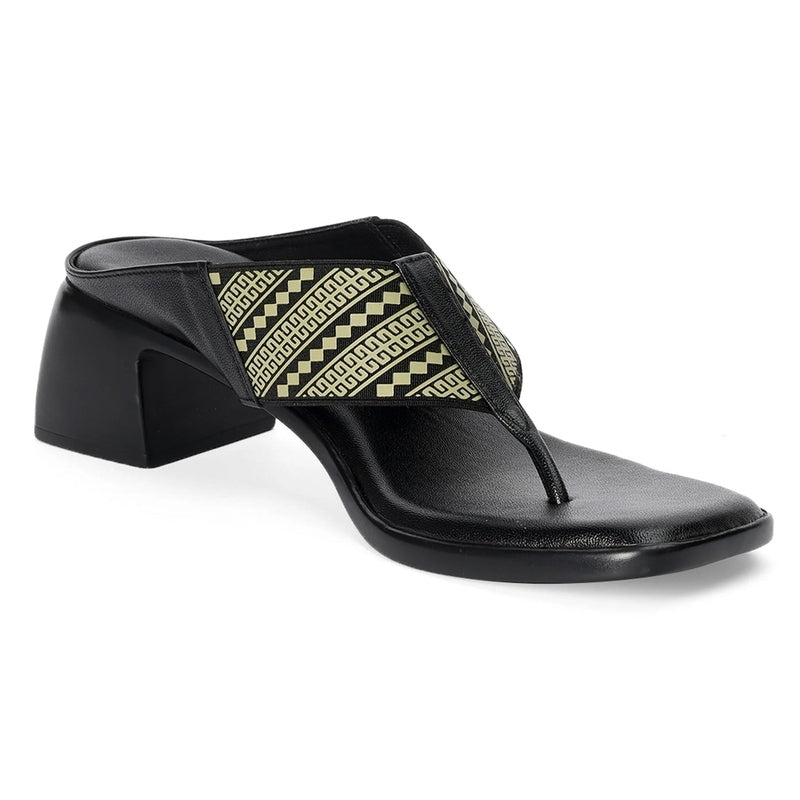 Noir Contemporary Pattern Block Sandals