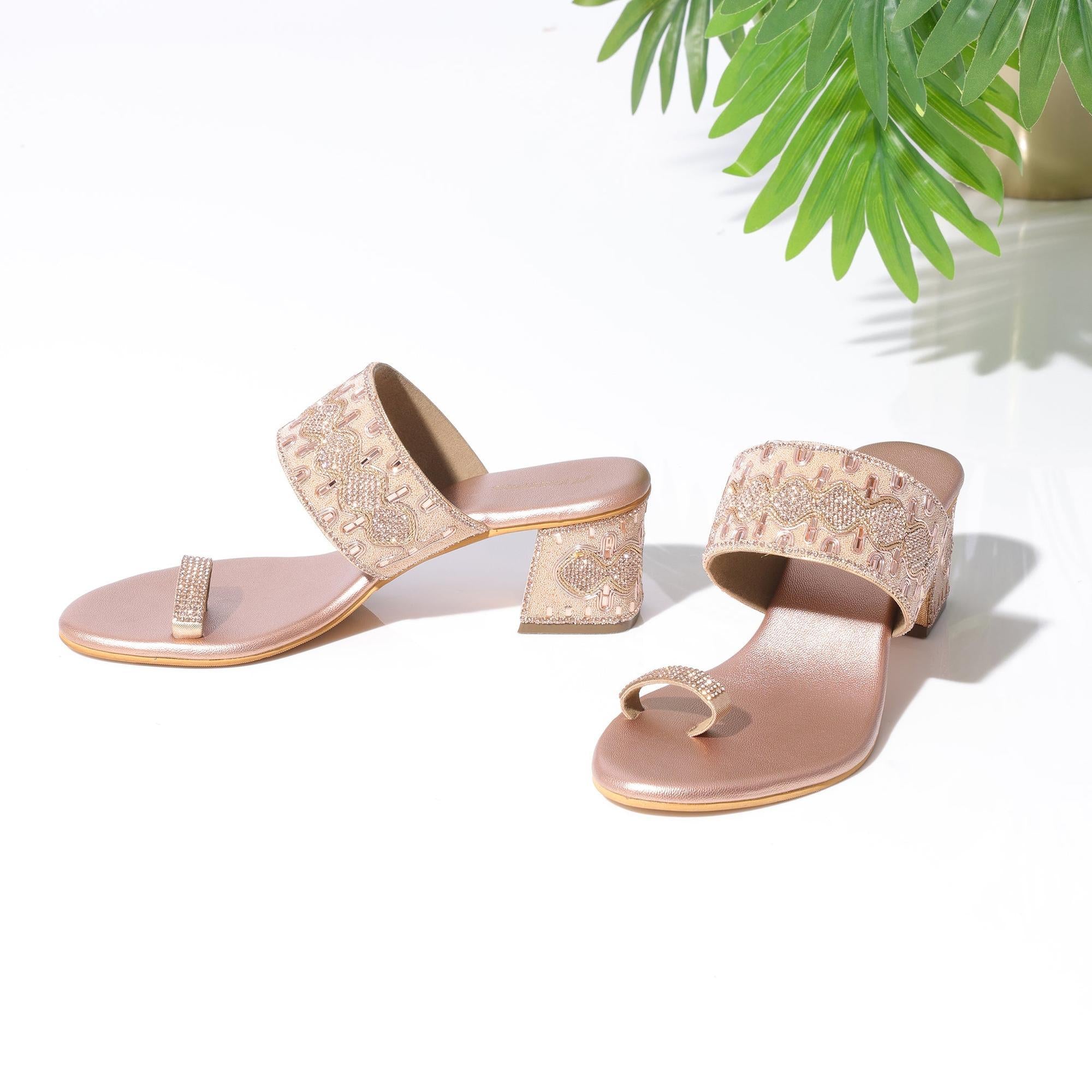 Luxe Embellished Rose Gold Sandals