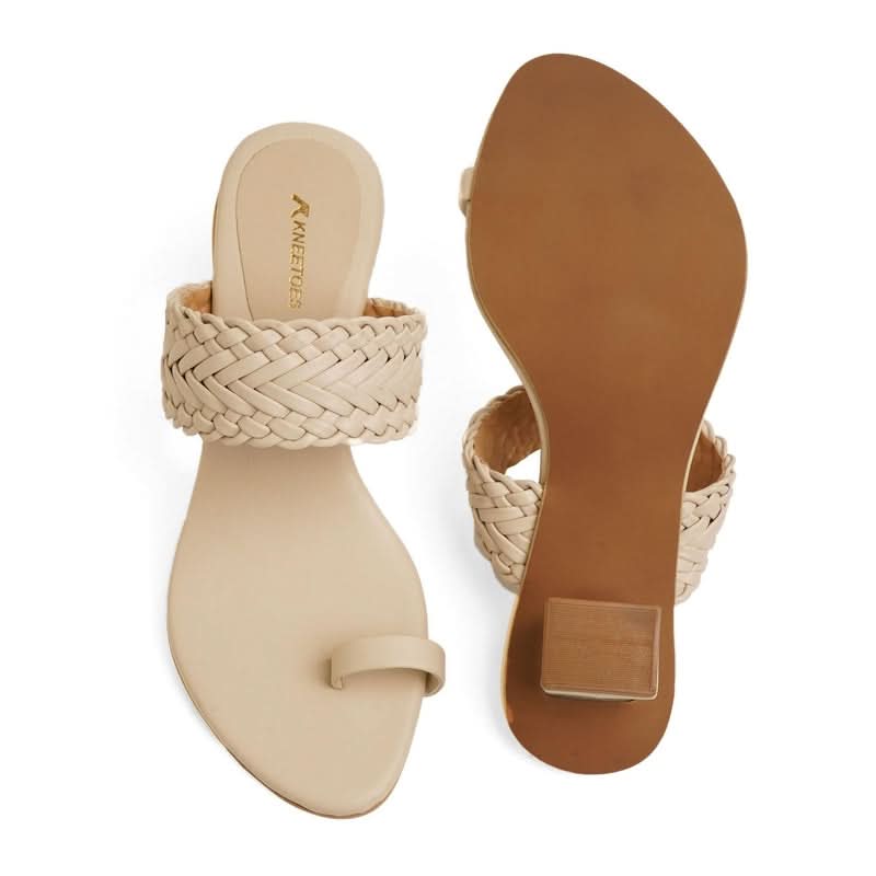 Subtle Beige Braided Block Sandals