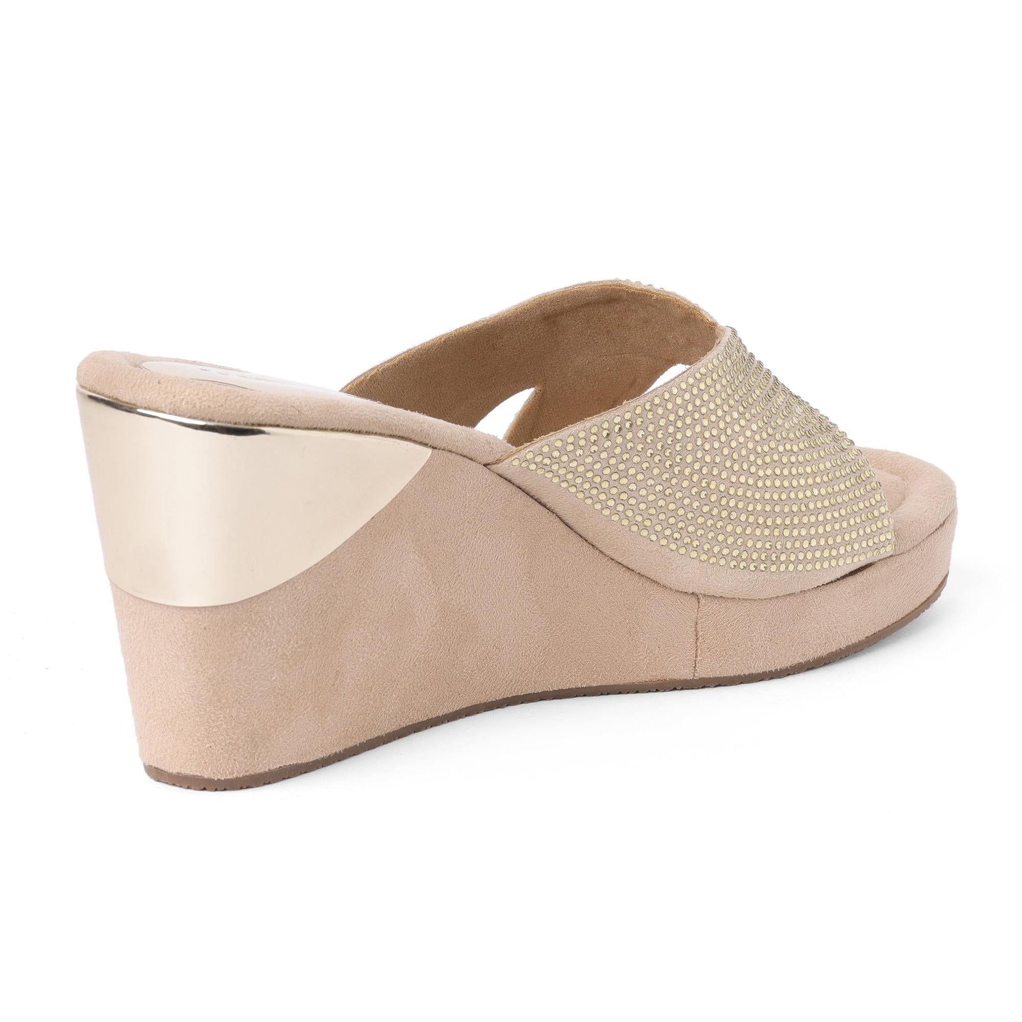 Gemglow Gold Wedge Sandals