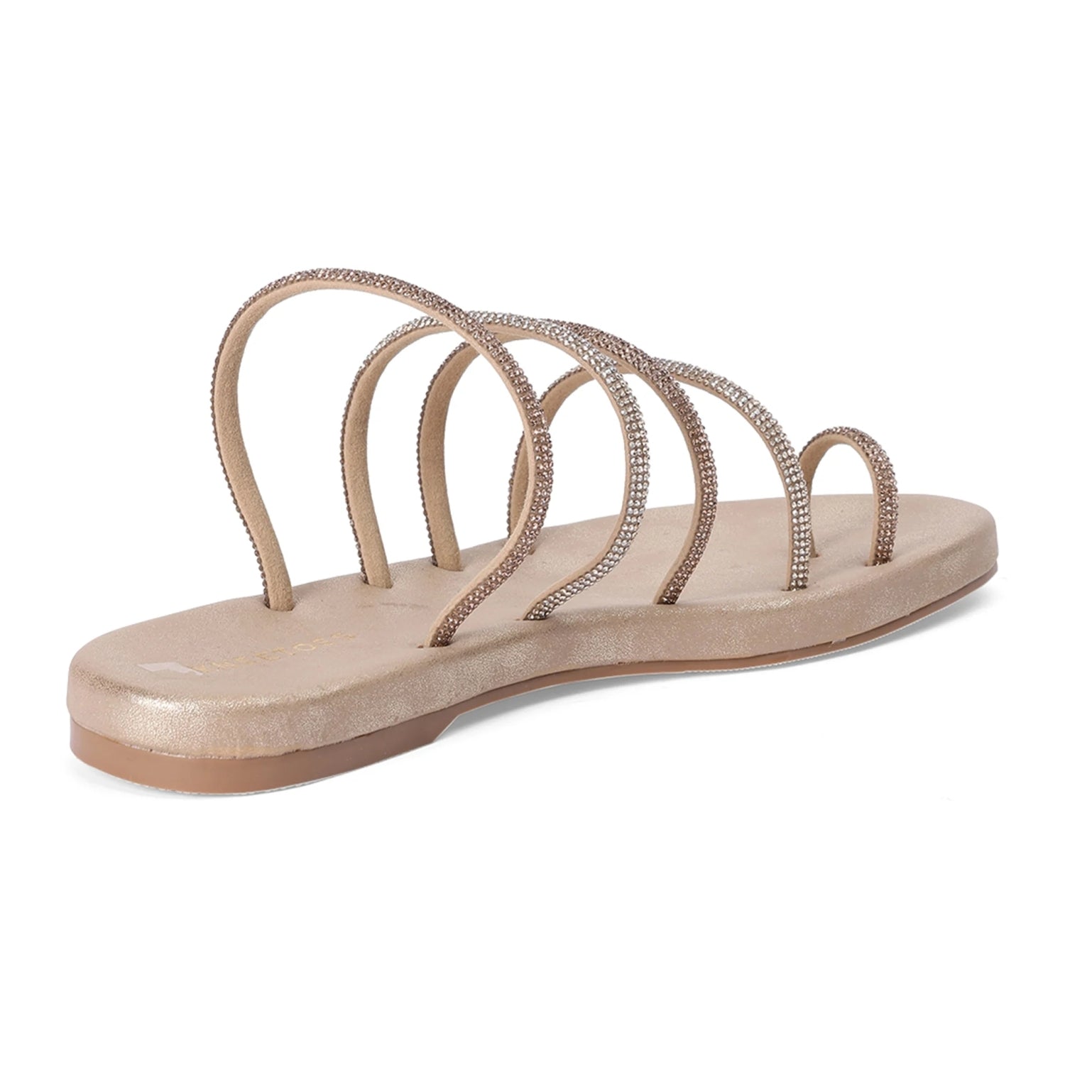 Embellished Beige Open-Toe Sandals