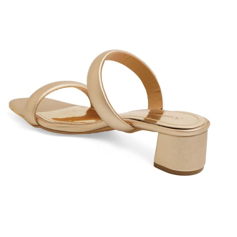 Luxe Shimmer Gold Block Heels