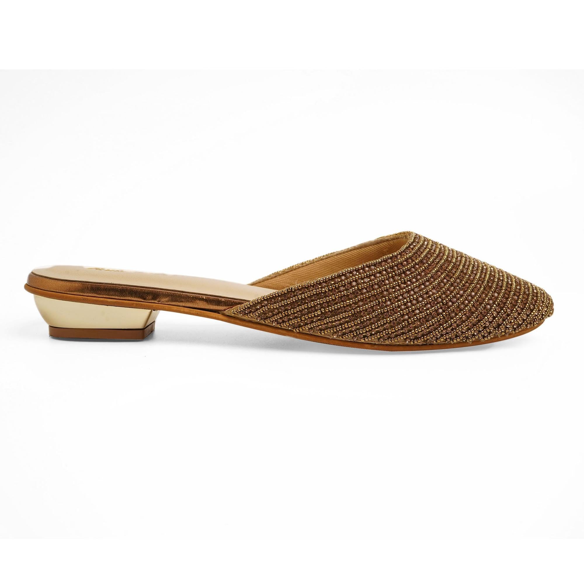 Sparkly Bronze Block Heel Mules