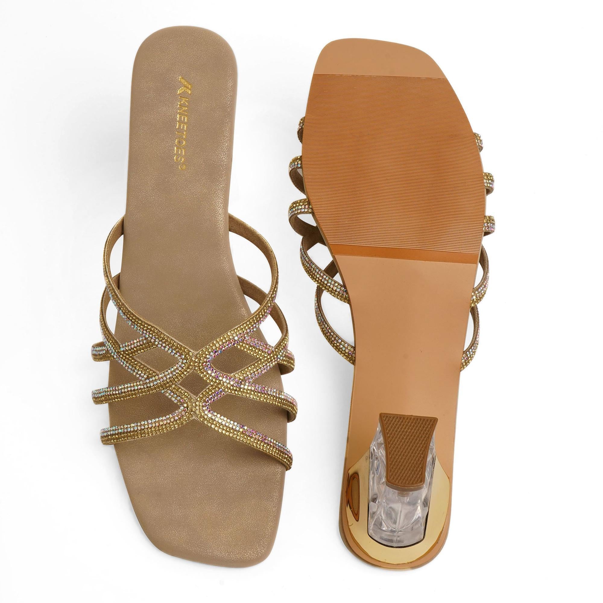 Gold Glam Glow Criss-Cross Party Sandals