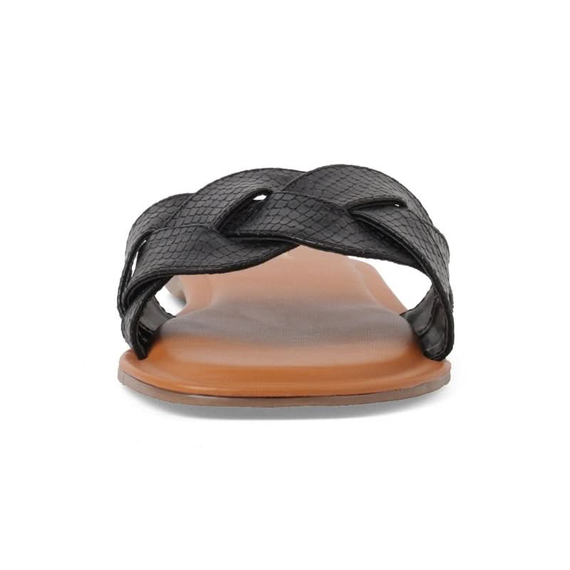 Jet Black Braided Casual Slippers