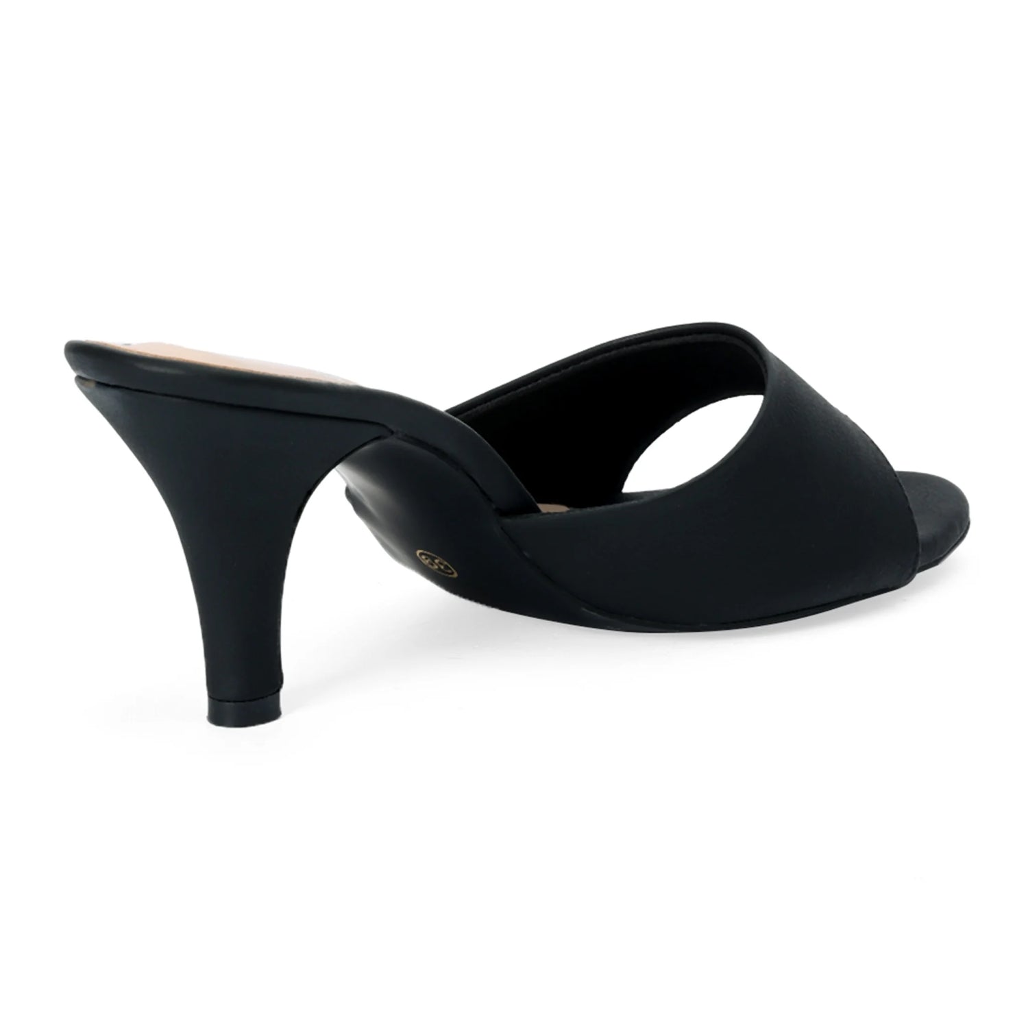 Midnight Black Sleek Kitten-Heeled Mules