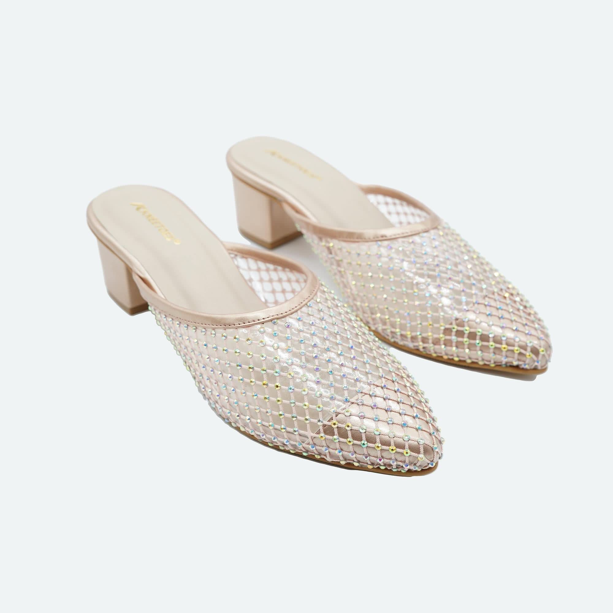 Gold Star Shine Block Heel Mules