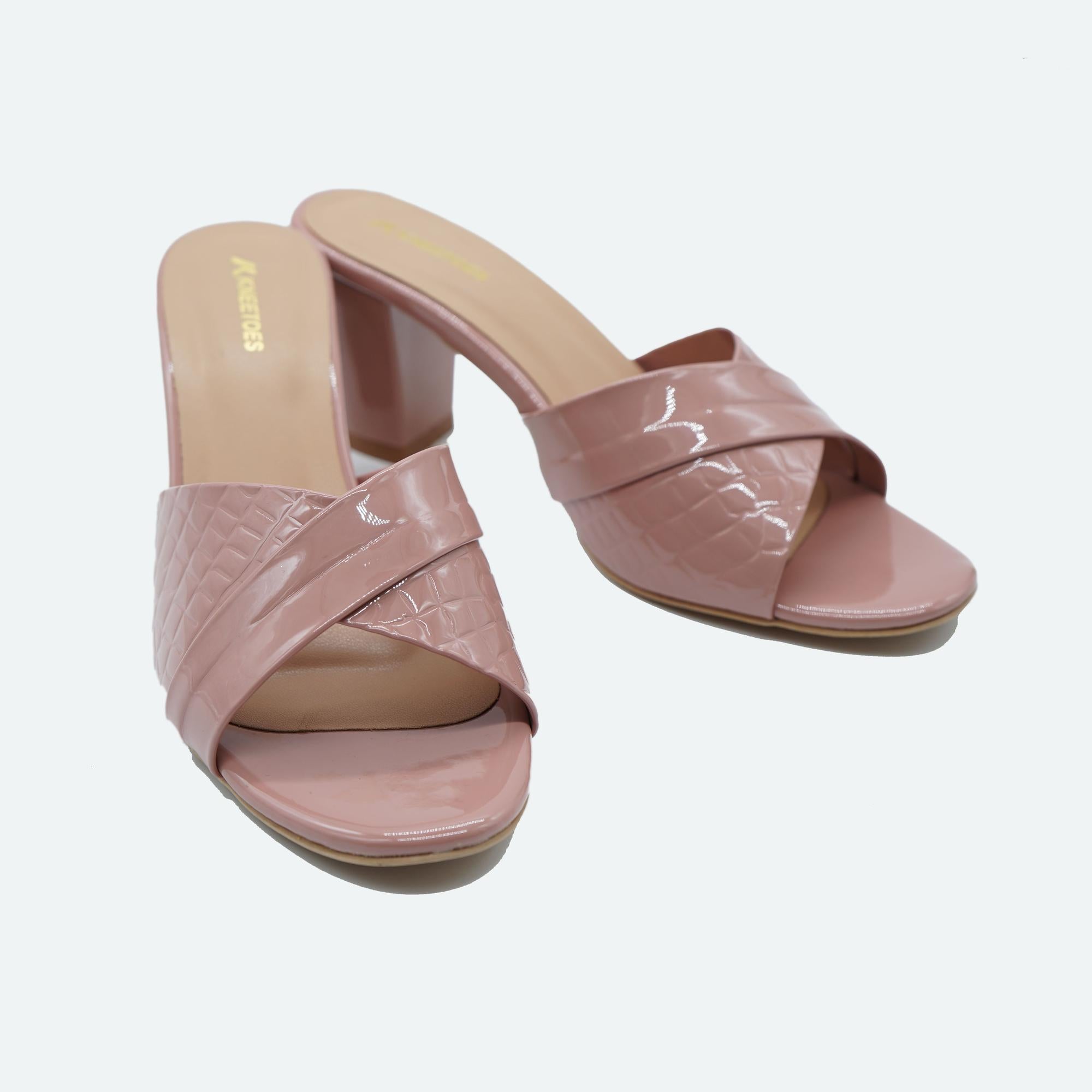 Soft Blush Textured Block Sandals