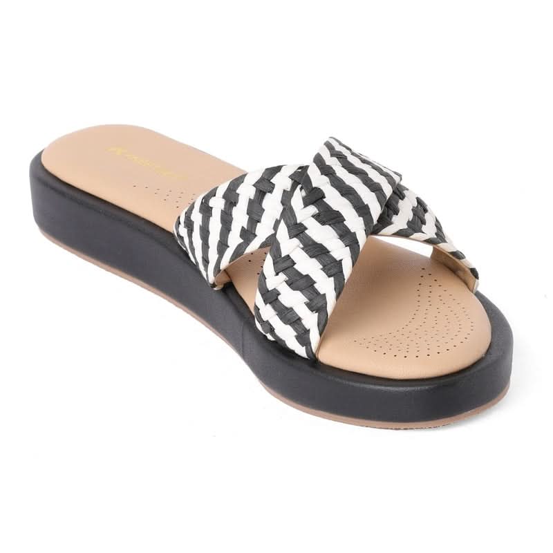 Bold Black Striped Platform Sandals