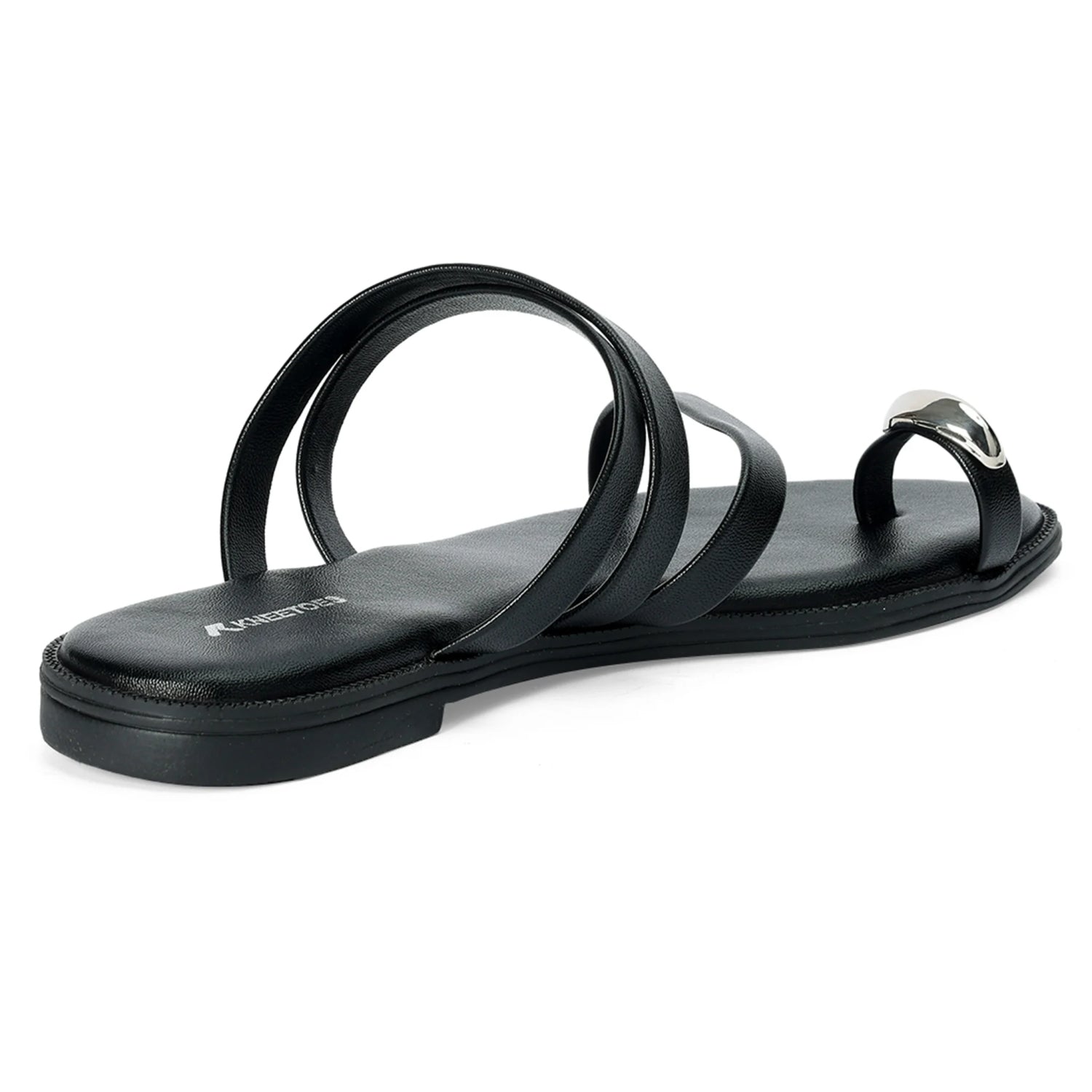 Comfortable Black One-Toe Flat Sandals