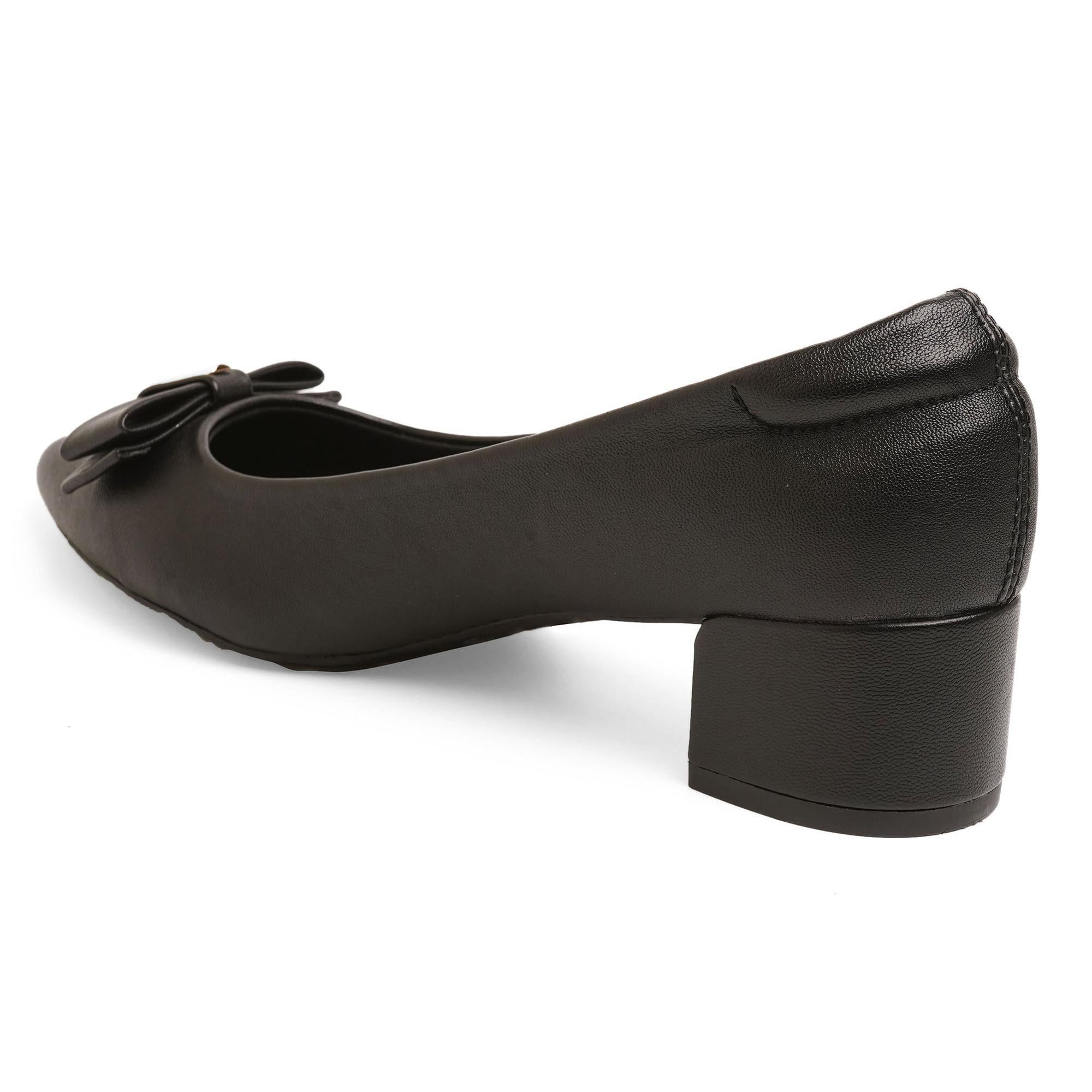 Bow Belle Black Workwear Pumps