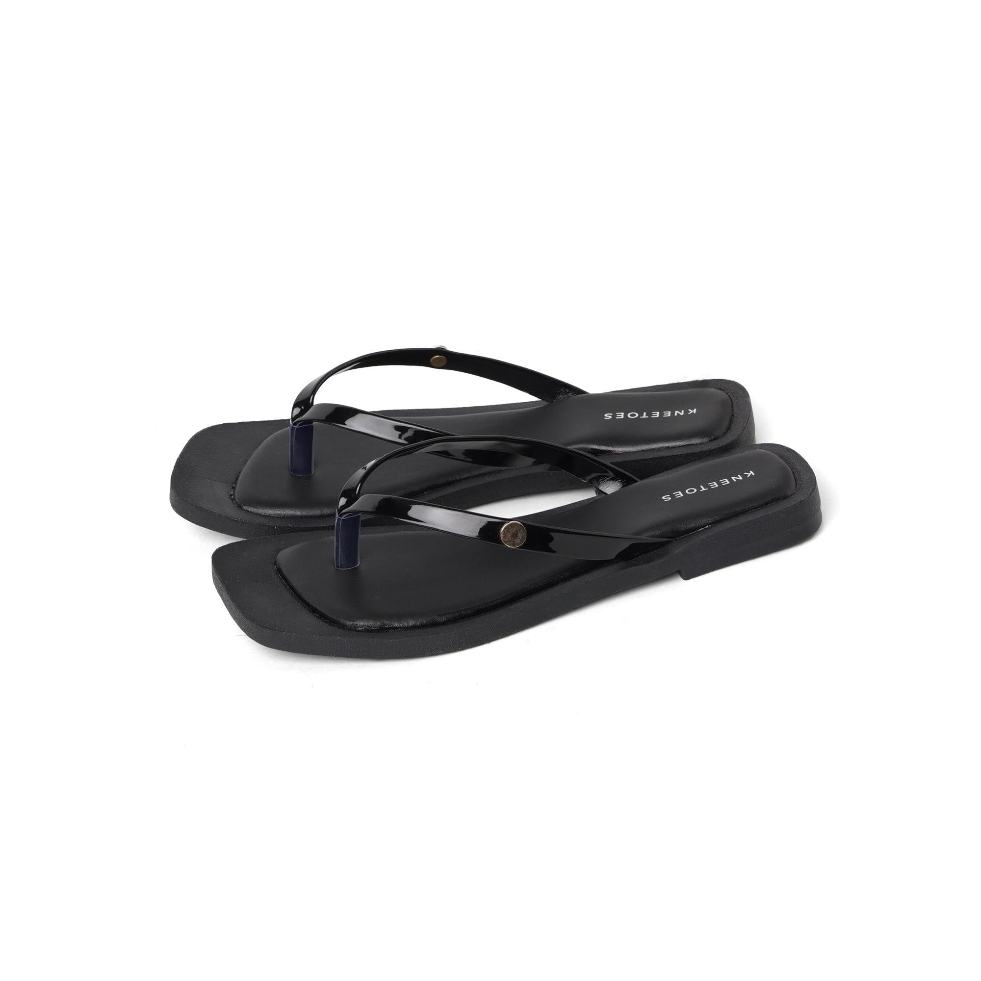 Classic Black Solid Flip-Flop Slippers