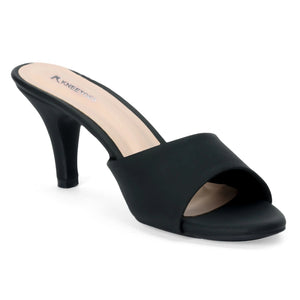 Midnight Black Sleek Kitten-Heeled Mules