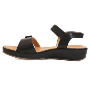 Classic Charming Black Leather Casual Sandals