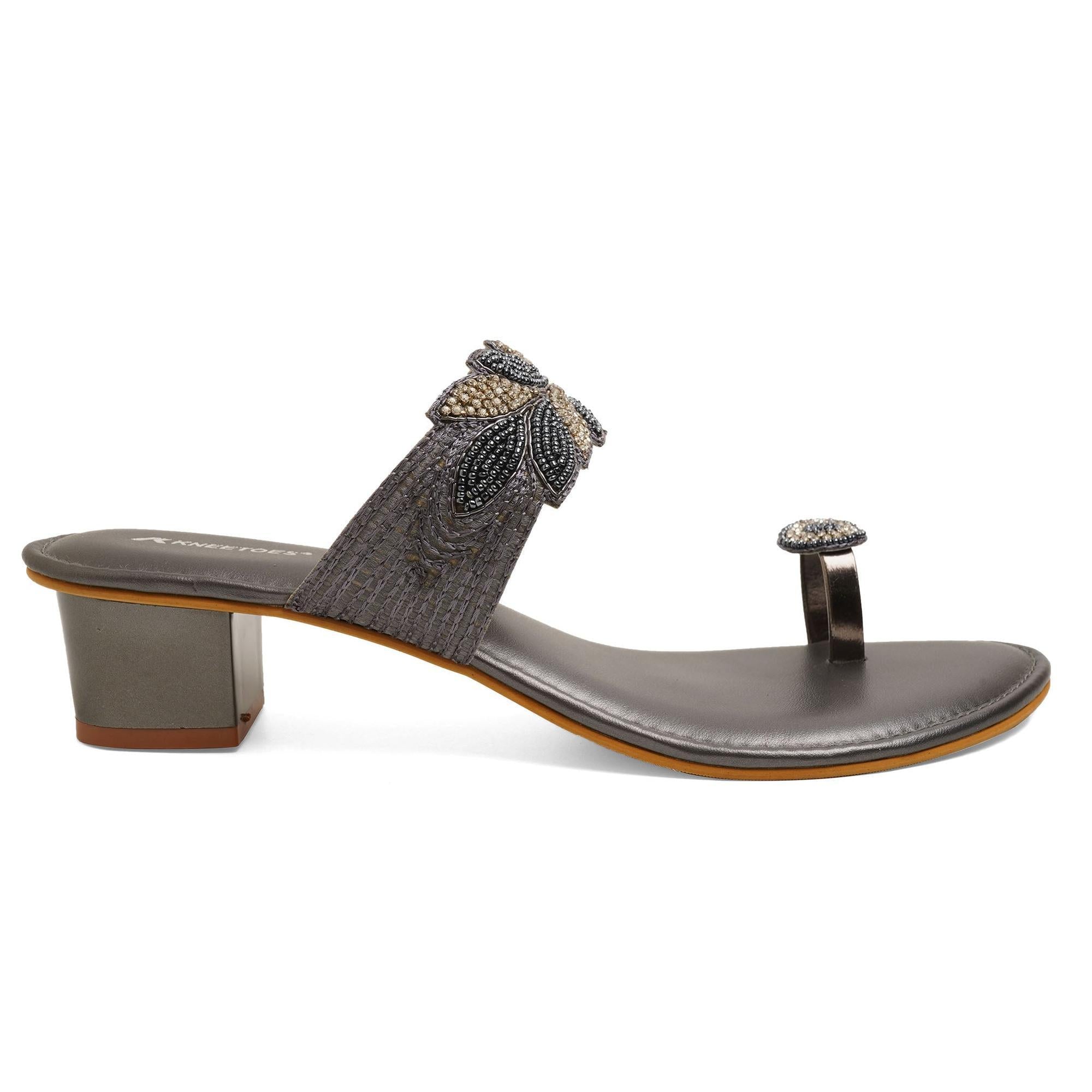 Bead Luxe Grey Block Sandals