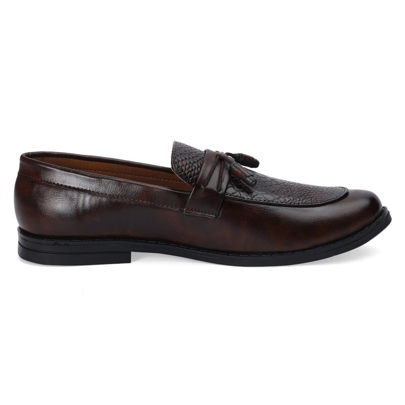 Luxe Textured Leather Loafers with Tassels