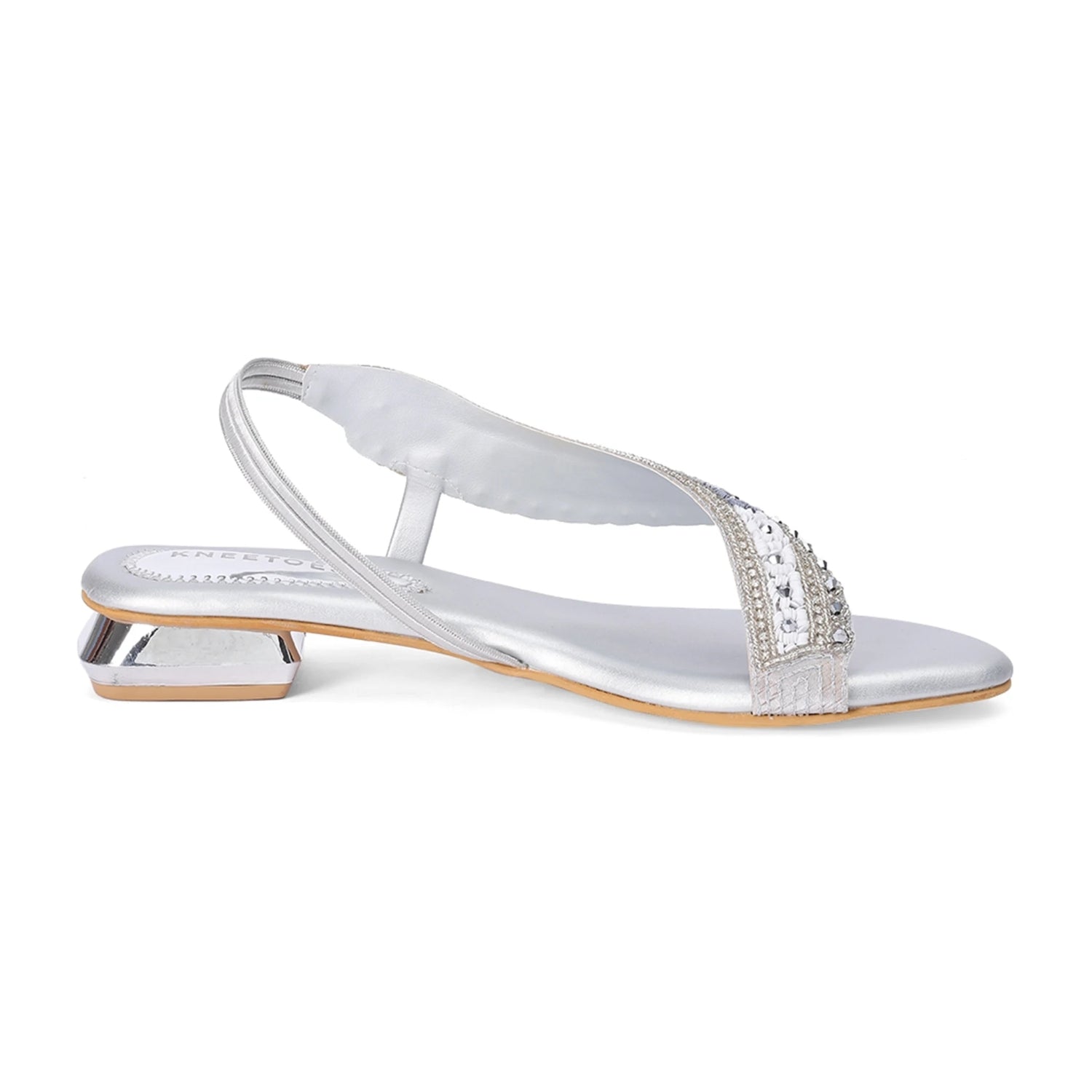 Silver Stylish Embellished Open-Toe Sandals