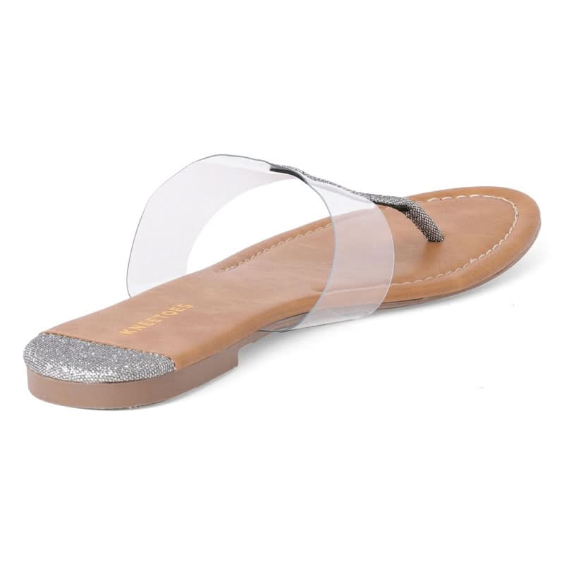 Transparent glossy T-Strap Slippers