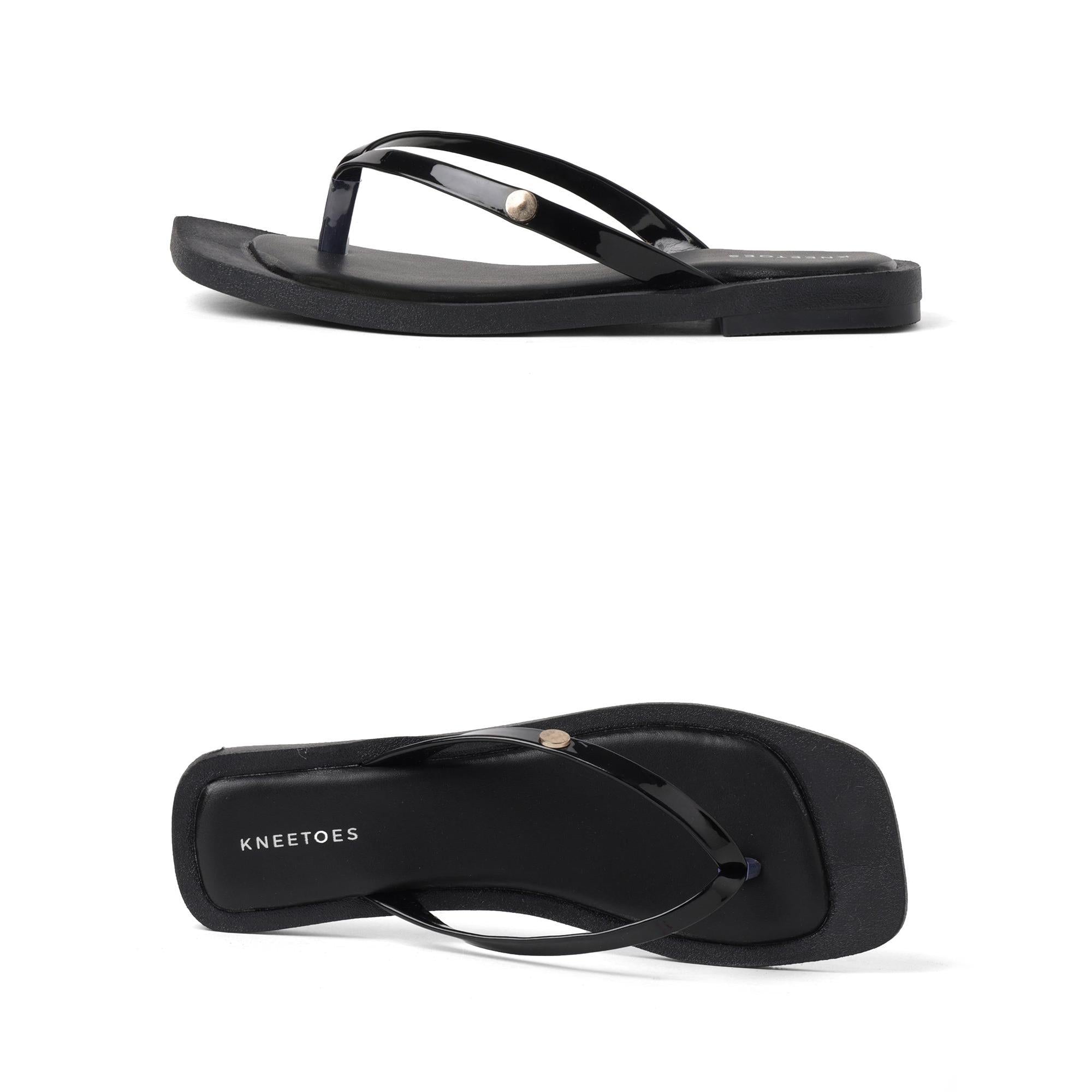 Classic Black Solid Flip-Flop Slippers