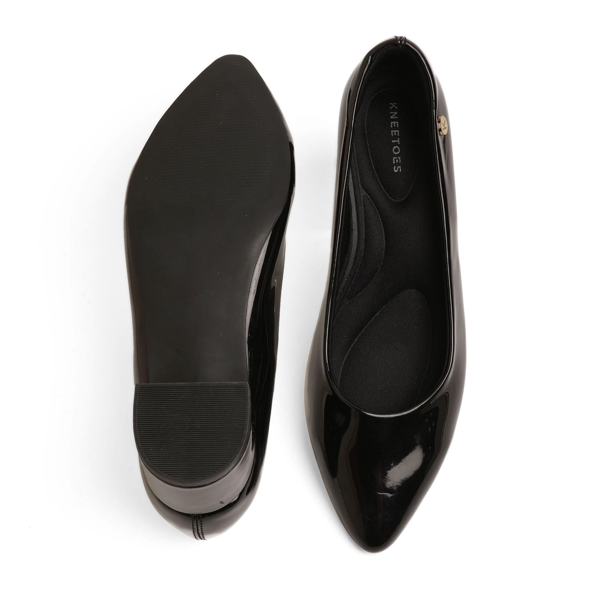 Radiant Black Solid Block Heel Pumps