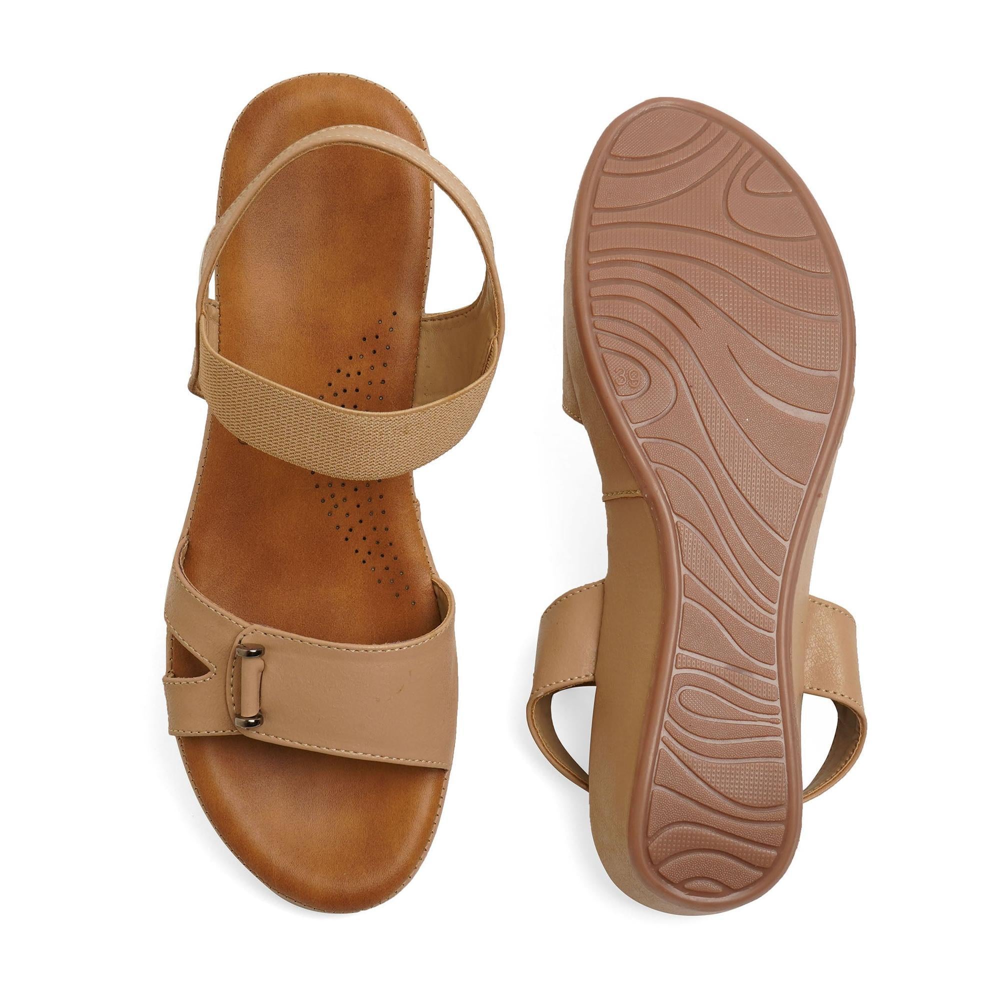 Classic Charm Leather Beige Casual Sandals