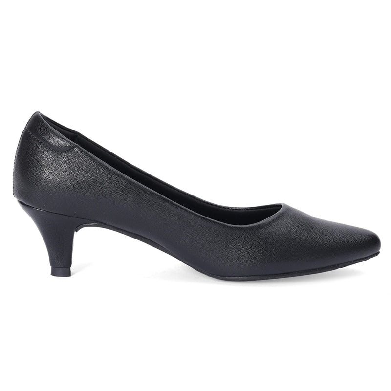 Black Kitten Heel Versatile Pointed-Toe Pumps