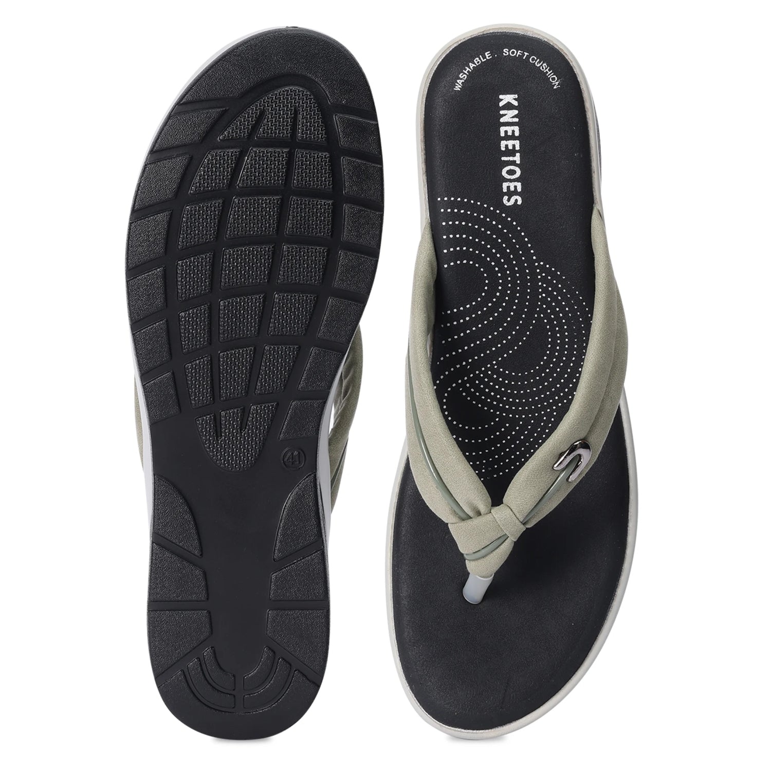 Printed Green Lightweight Thong Sandals